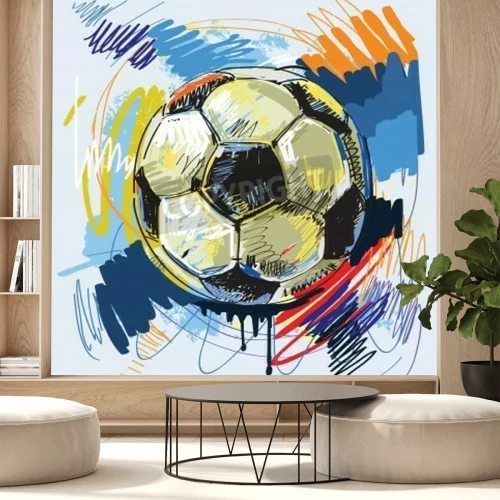 Fotobehang Voetbal op een verouderde retro achtergrond