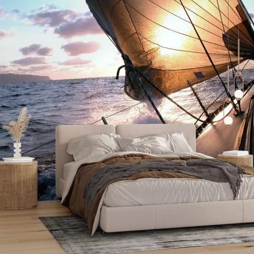 Fotobehang Zeilen bij dageraad