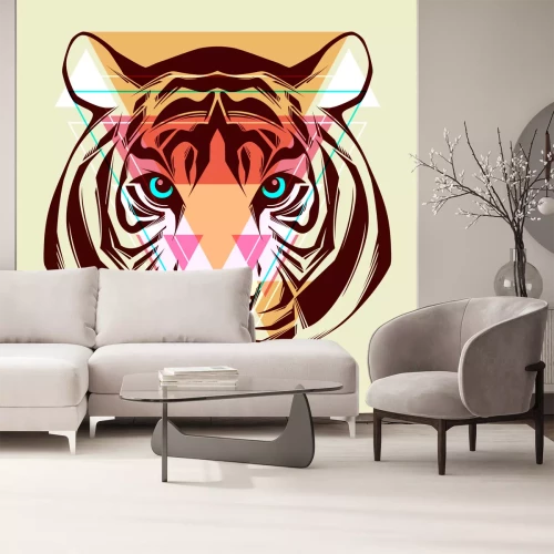 Fotobehang Geometrische afbeelding van een tijger