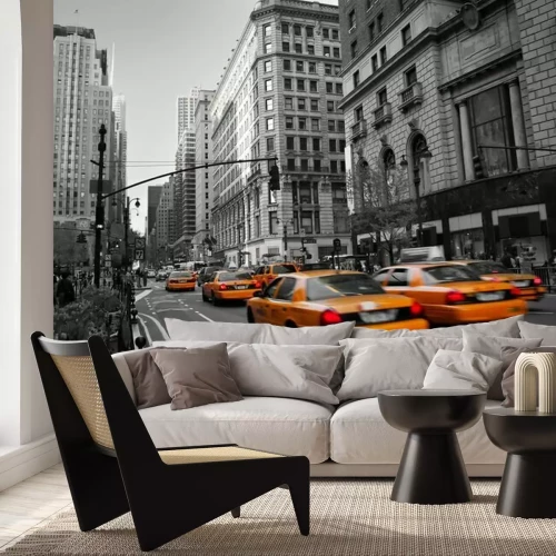 Fotobehang Architectuur en gele taxi's in New York City