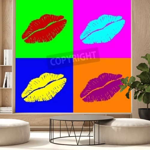 Fotobehang Pop art gekleurde lippen