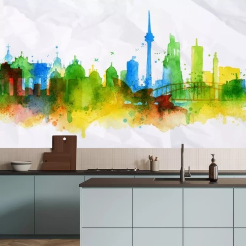 Sticker Silhouette overlay stad Berlijn