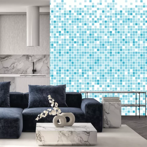 Sticker Minimalistische blauwe pixelafbeeldingen