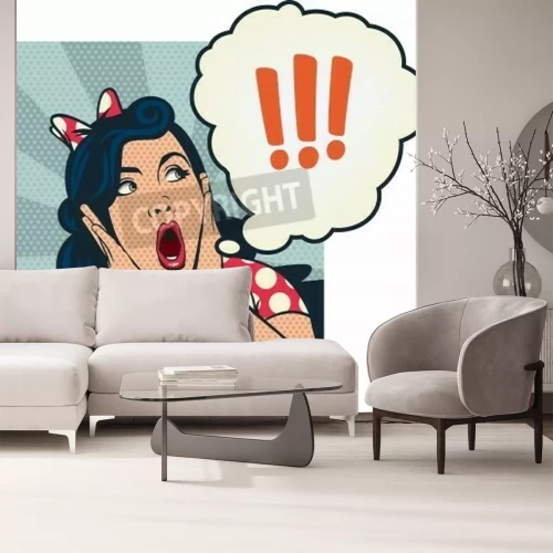 Fotobehang Verbaasde pop art vrouw