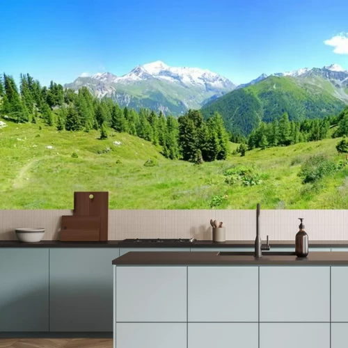 Fotobehang Groen panorama van de Alpen