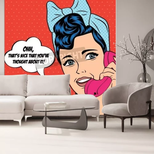 Fotobehang Vrouw aan de telefoon