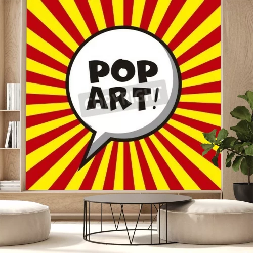 Fotobehang Pop art onderschrift op rode achtergrond