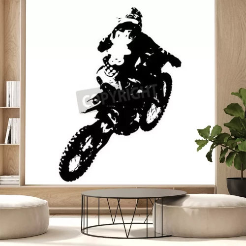 Fotobehang Rider participeert motocross kampioenschap. Vector illustratie.