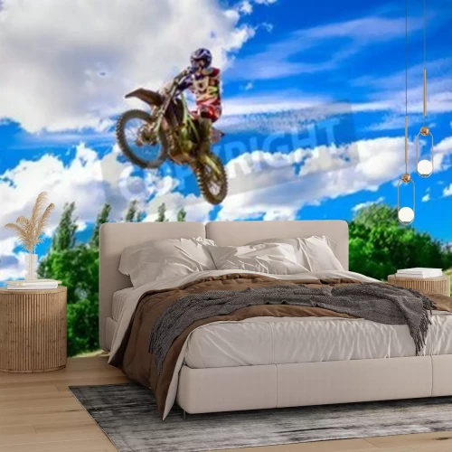 Fotobehang Motocross ruiter op de race