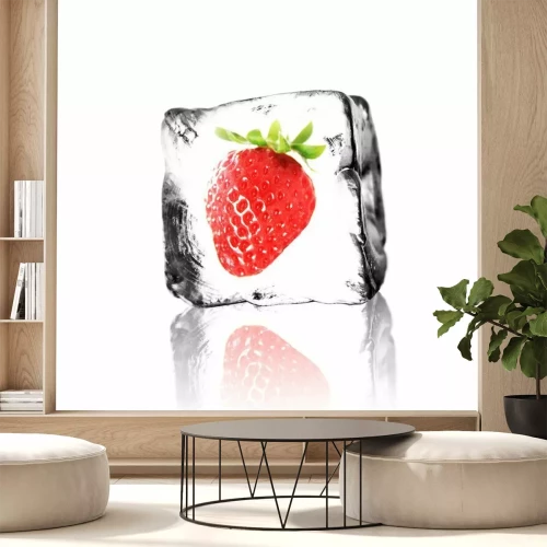 Sticker Aardbei in het ijsblokje