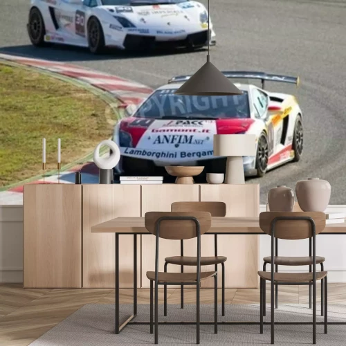 Fotobehang BARCELONA - 30 oktober: Unidentified bestuurder races op Lamborghini Super Trofeo, op 30 oktober 2011, in Circuit de Catalunya, Barcelona, ​​Spanje