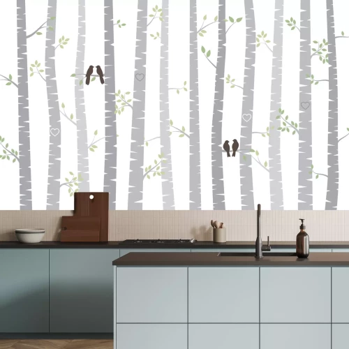 Fotobehang Een patroon dat berkentakken imiteert