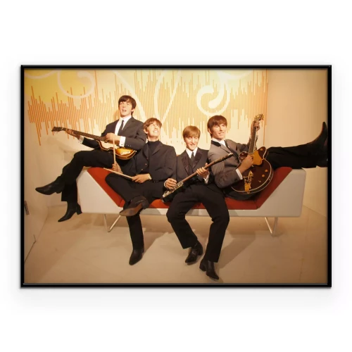 Poster The Beatles - wassen beeld bij Madame Tussauds, 10 juli 2008, Unter den Linden, Berlin-Mitte.