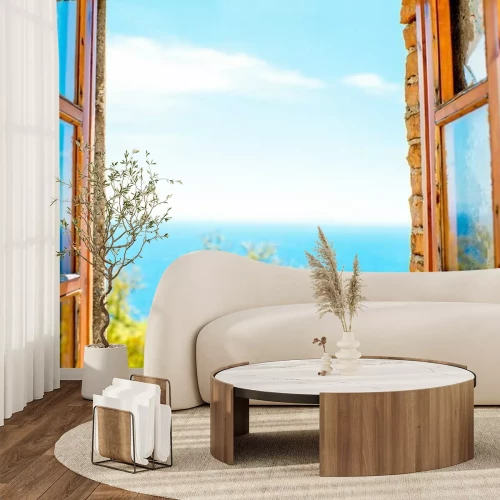 Fotobehang Window with sea view