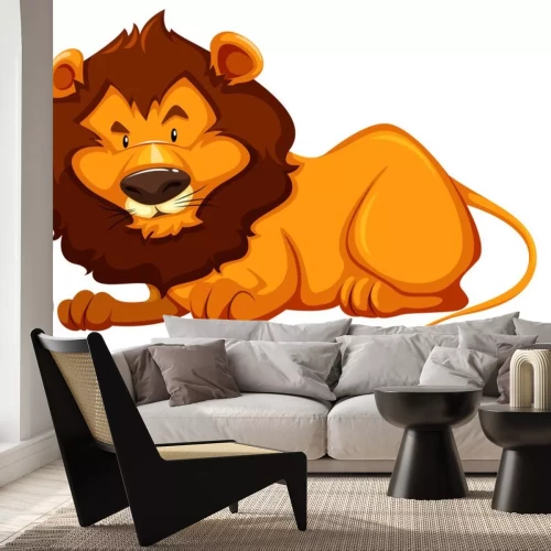 Sticker Liggende leeuw met een afbeelding van een lange staart