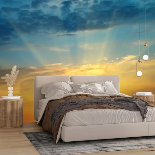 Fotobehang Zonnestralen aan de lucht