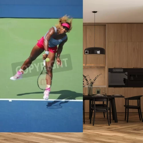 Fotobehang Serena Williams slaat de bal terug
