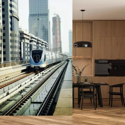 Fotobehang Moderne 3D trein in Dubai