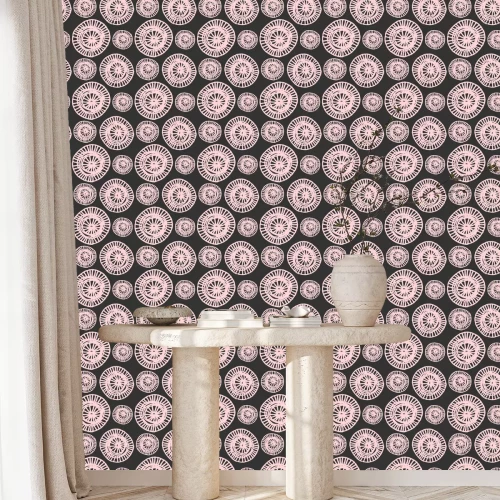 Behang Groot roze stippen patroon