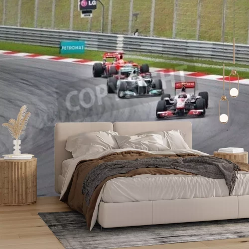 Fotobehang Formule 1-auto in een bocht