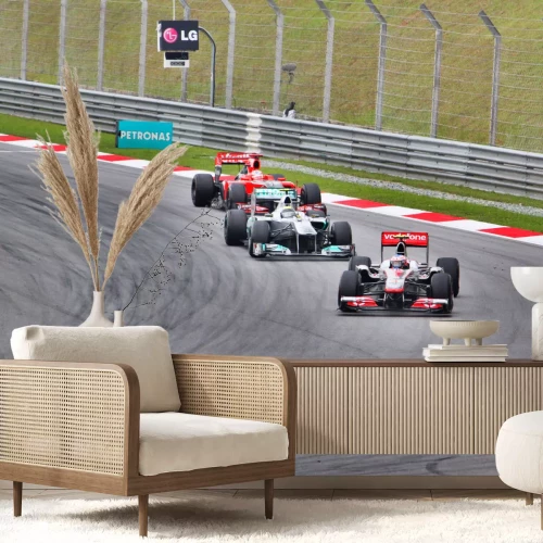 Fotobehang Formule 1-auto in een bocht