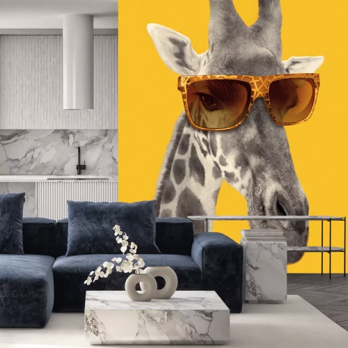 Sticker Portrait of a giraffe with hipster sunglasses
