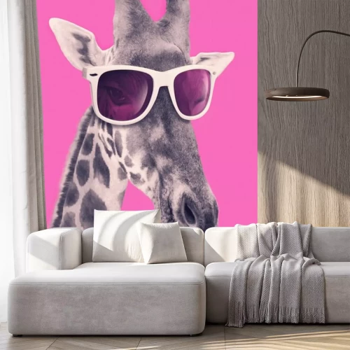 Sticker Portrait of a giraffe with hipster sunglasses