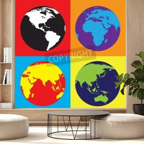 Fotobehang Planeet Aarde in pop art stijl