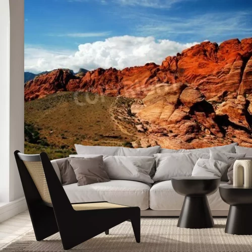 Fotobehang Woestijn en rode rotsen