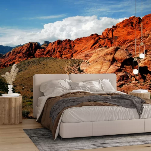 Fotobehang Woestijn en rode rotsen