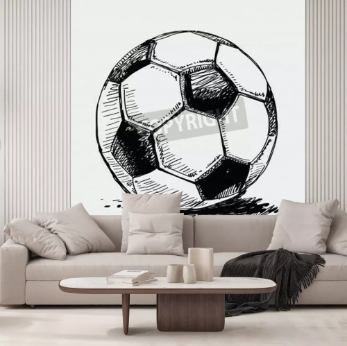 Fotobehang Zwart-wit schets van een bal