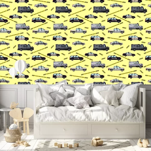 Behang Politie en sheriff auto naadloos patroon