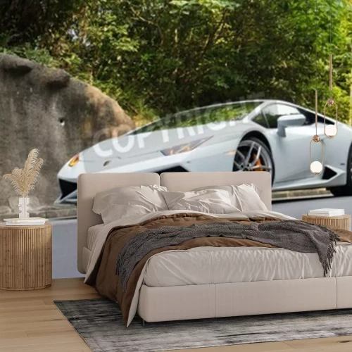 Fotobehang Hong Kong, China 8 oktober 2014: Lamborghini LP610-4 Huracan 2014 Test Drive op 8 oktober 2014 in Hong Kong.