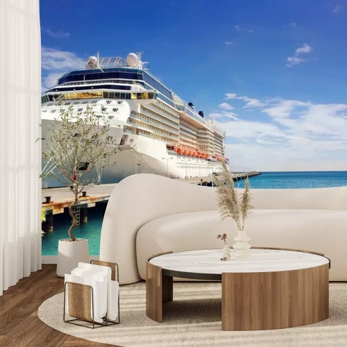 Fotobehang Luxe cruiseschip in Port