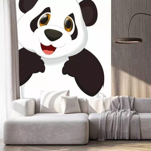 Sticker Lachende panda uit een sprookje