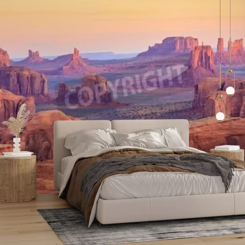 Fotobehang Woestijn en rotsen bij zonsopgang