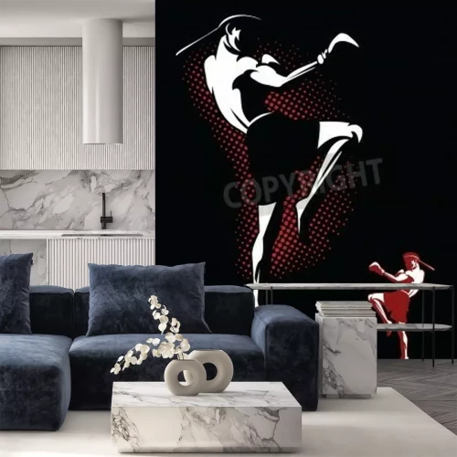 Fotobehang Bokser op zwarte achtergrond