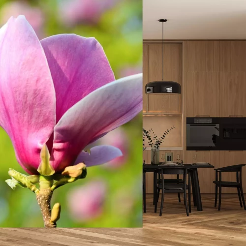 Sticker Roze magnolia knop close-up