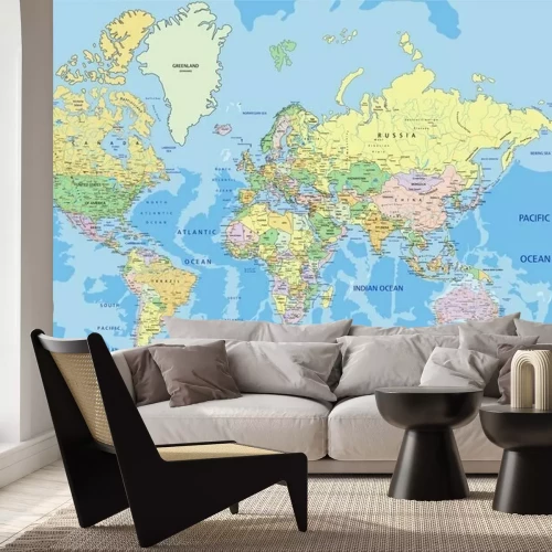 Fotobehang Politieke kaart van de wereld met landen