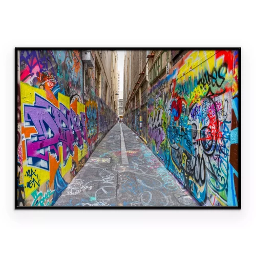 Poster Gebouwmuren bedekt met graffiti