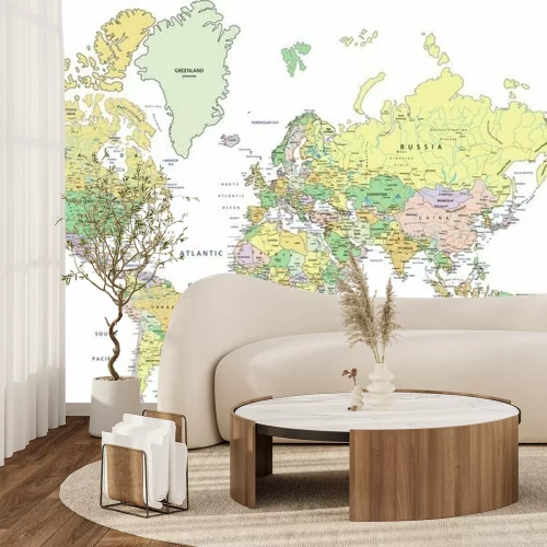 Fotobehang Nauwkeurige politieke kaart van de wereld