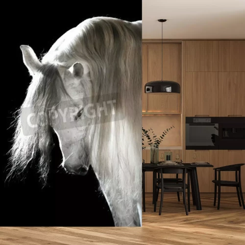 Fotobehang Paard met een weelderige manen