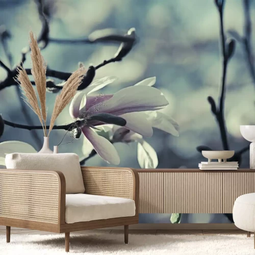 Fotobehang Magnolia's tijdens een bewolkte dag