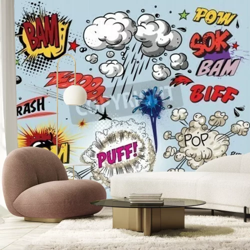 Fotobehang Stripballonnen in pop-artstijl