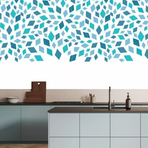 Sticker Vector blauwe mozaïektextuur horizontale grens naadloze patroon