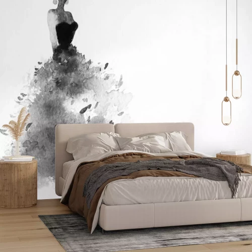 Sticker Woman with elegant dress .abstract watercolor