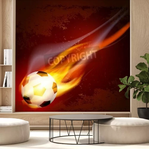 Fotobehang Voetbal in brand