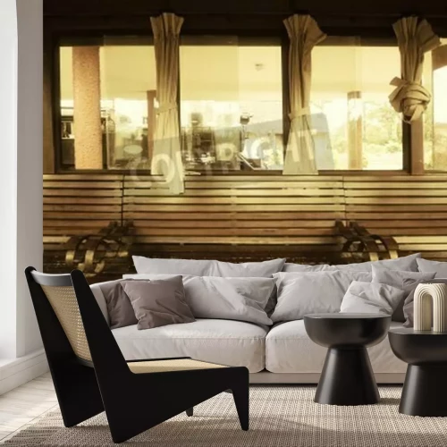 Fotobehang Perron zonder treinen vintage stijl