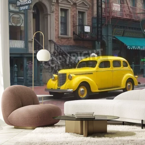 Fotobehang Londense taxi in retrostijl