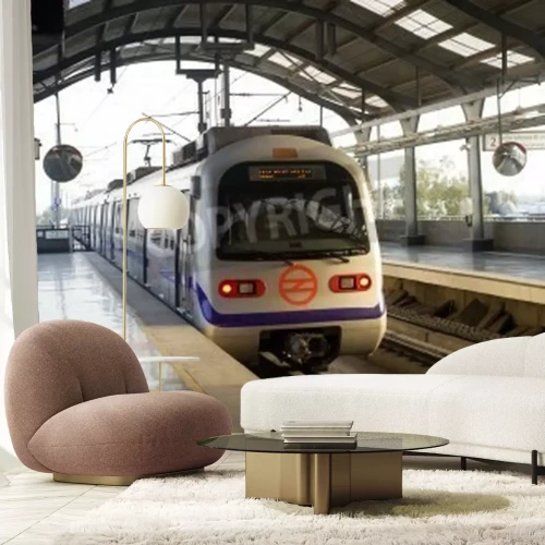 Fotobehang Witte moderne trein in een station